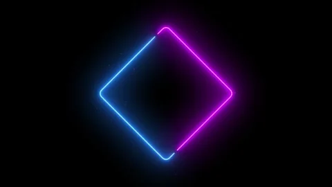 Animation of neon square frame, ultraviolet light, 80's retro style Stock Footage 254883788