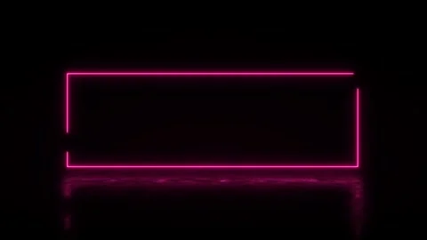 Animation of neon square frame, ultraviolet light, 80's retro style Video stock 268575311