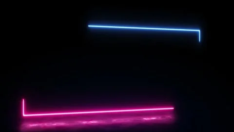 Animation of neon square frame, ultraviolet light, 80's retro style Video stock 268575324
