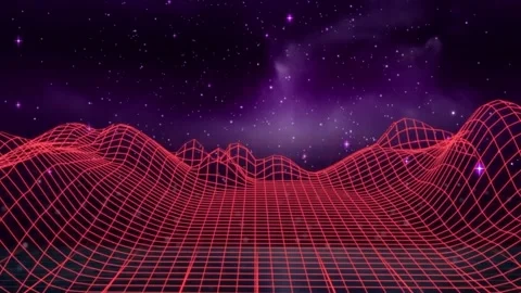 Animation of neon triangle, metaverse landscape and social media icons Stock Footage 316518760