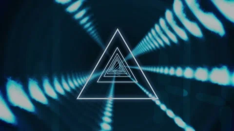 Animation of neon triangles and network of glowing connections Stock Footage 327714586