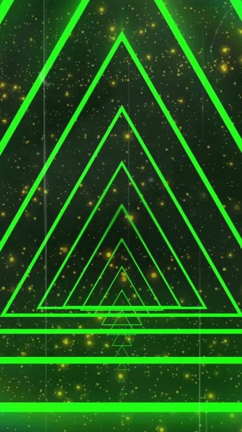 Animation of neon triangles over light spots Stock Footage 342806423