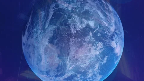 Animation of neon triangles spinning over earth globe and outer space Stock Footage 315219592