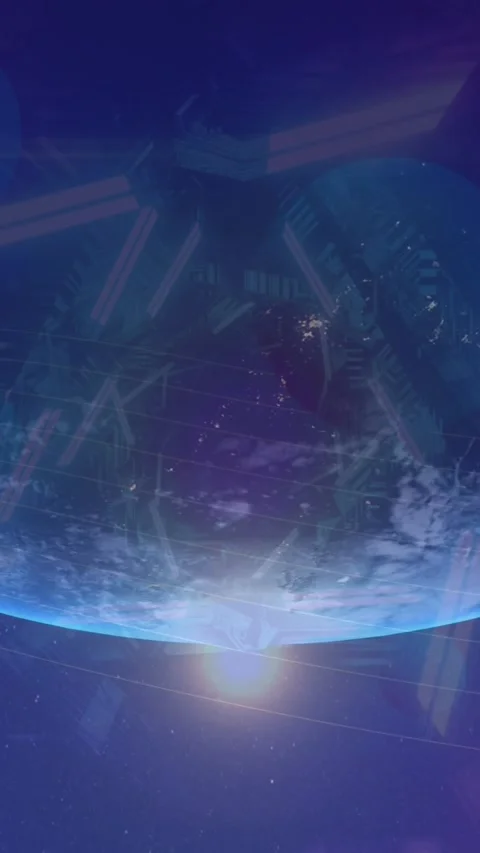 Animation of neon triangles spinning over earth globe and outer space Stock Footage 320854816