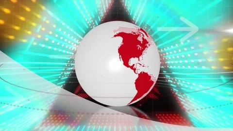 Animation of neon triangular shapes in seamless pattern against spinning globe Stock Footage 242067242