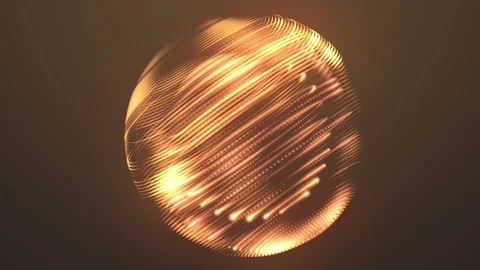 Animation of neon wavy sphere. Gold colo... | Stock Video | Pond5