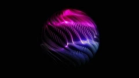 Animation of neon wavy sphere. pink, purple and blue color 動画素材 112383517