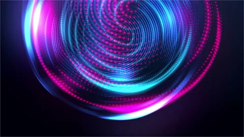 Animation of neon wavy sphere. Proton purple, blue color. Stockbeeldmateriaal 112281773