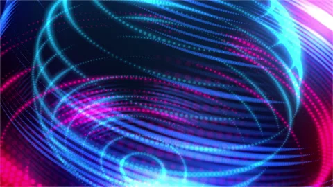 Animation of neon wavy sphere. Proton purple, blue color. 스톡 동영상 112281830