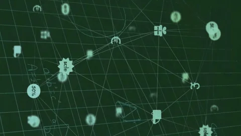 Animation of network of business icons over mathematical equations on chalkboard Stock Footage 315218072