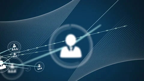 Animation of a network of connected people icons moving on dark background 스톡 동영상 149764622