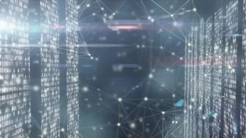Animation of network connecting dots with financial data on digital interface Stock Footage 316217384