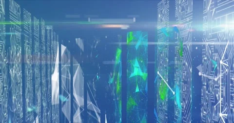 Animation of network of connection over data processing on computer servers Stock Footage 329706513