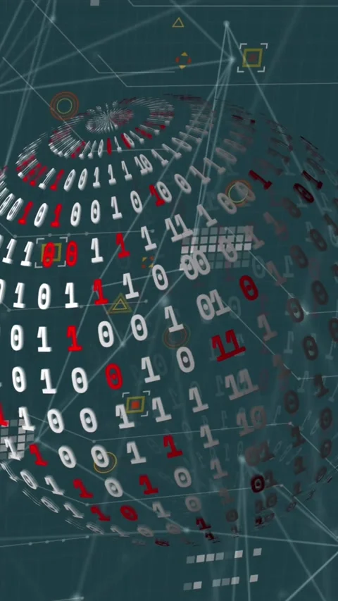 Animation of network of connections and binary coding over spinning globe Stock Footage 321216272