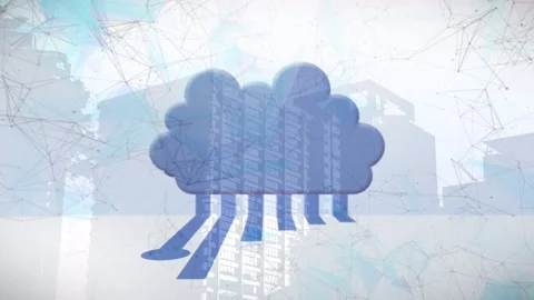 Animation of network of connections and cloud over cityscape Stock Footage 330473540