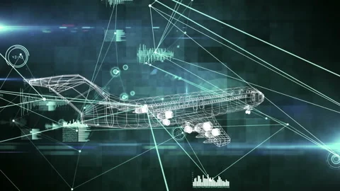 Animation of network of connections and data processing over spinning 3d Stock Footage 315840128