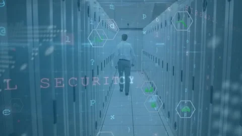 Animation of network of connections and data processing over computer servers Stock Footage 328315364