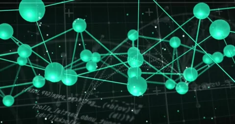 Animation of network of connections and data processing on black background Stock Footage 328470738