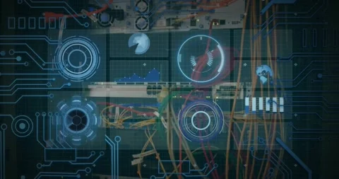 Animation of network of connections and data processing over computer servers Stock Footage 328595456