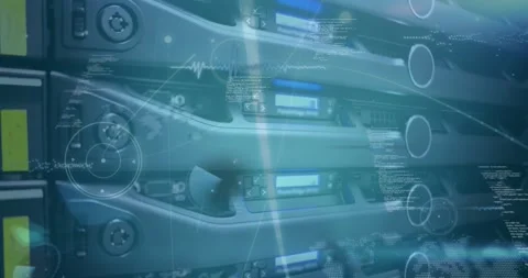 Animation of network of connections and data processing against close up of a Stock Footage 329365105