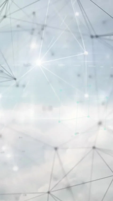 Animation of network of connections and data processing against clouds in the Stock Footage 344012008