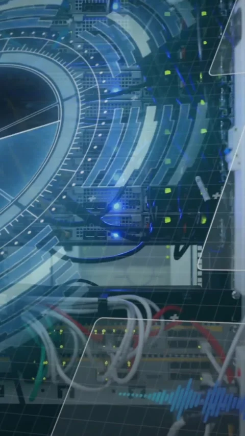 Animation of network of connections and data processing over computer servers Stock Footage 344284442