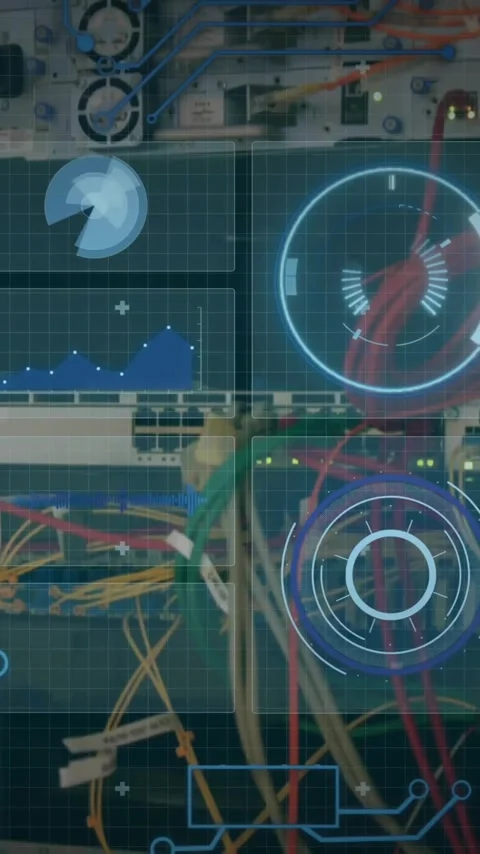 Animation of network of connections and data processing over computer servers Stock Footage 344284465