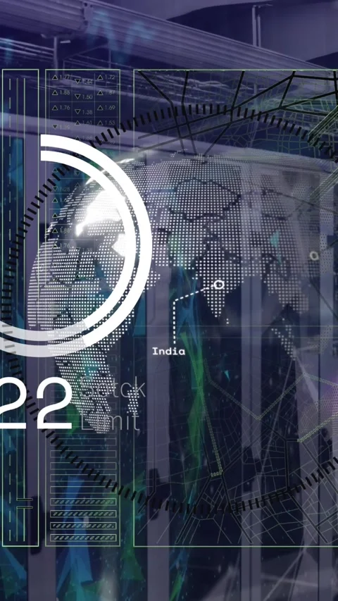 Animation of network of connections and data processing over computer servers Stock Footage 344402872