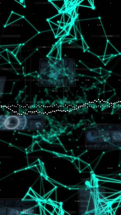 Animation of network of connections and data processing over black background Stock Footage 344614325