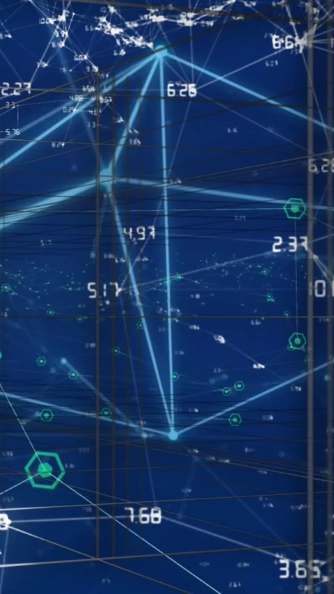 Animation of network of connections and data processing Stock Footage 344706188