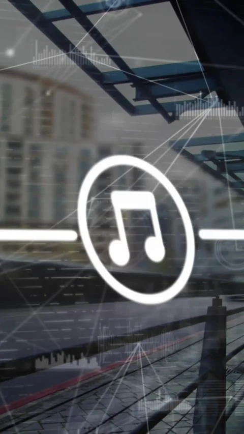 Animation of network of connections and digital icons against time-lapse of city Stock Footage 342600954