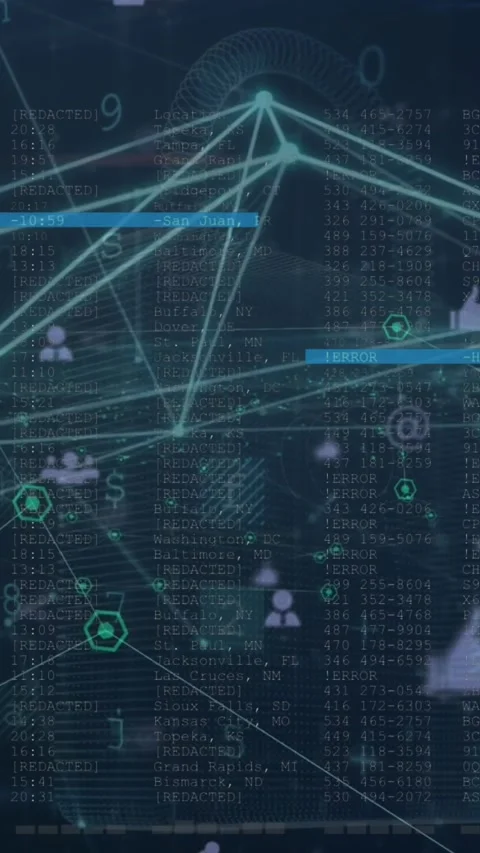 Animation of network of connections and digital icons against cyber security Stock Footage 344745643