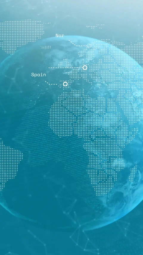 Animation of network of connections and globe over world map Stock Footage 342806215