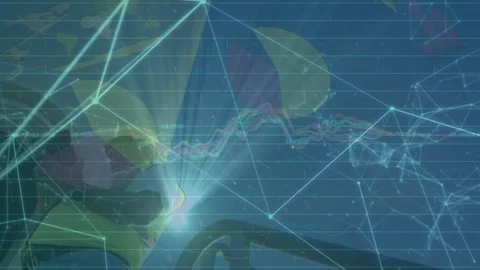 Animation of network of connections and graphs over male engineer and wind Stock Footage 326630104