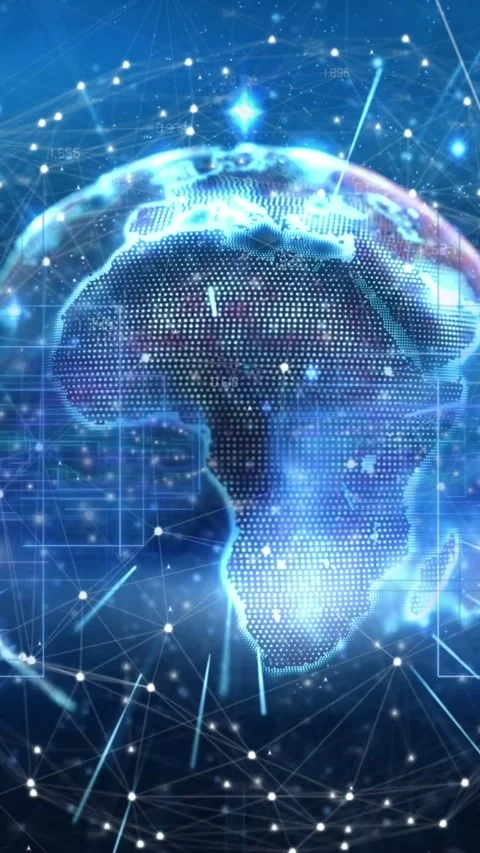 Animation of network of connections and light trails over spinning globe against Stock Footage 344745907