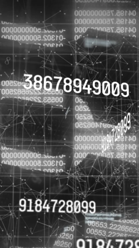 Animation of network of connections and numbers changing over online security Stock Footage 343079415