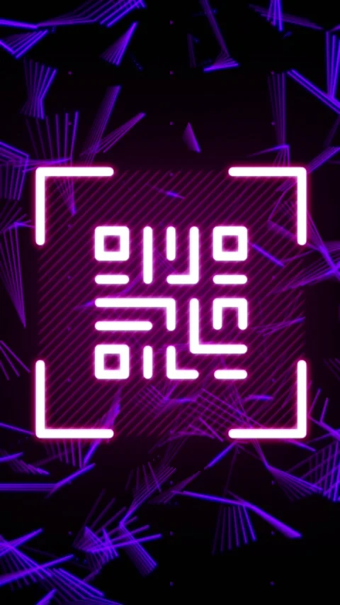 Animation of network of connections and qr code with icons over dark background Stock Footage 324022458