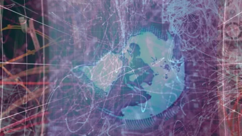 Animation of network of connections and rotating brain over dots on black Stock Footage 312848001