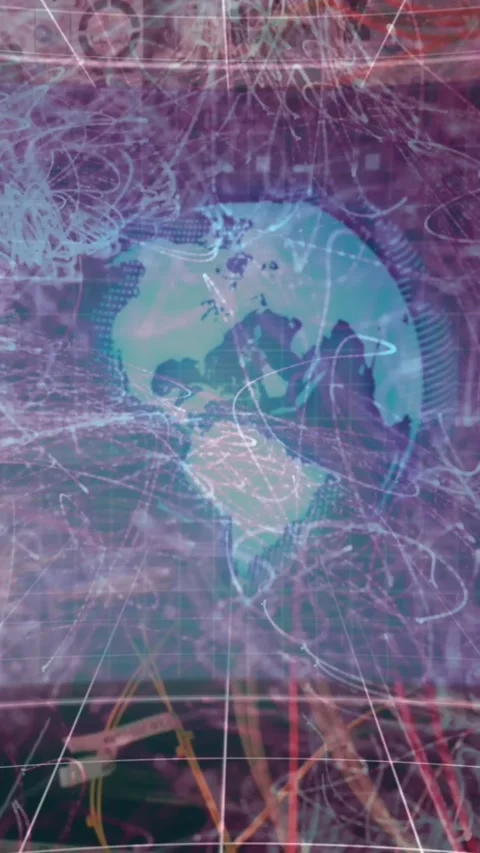 Animation of network of connections and rotating brain over dots on black Stock Footage 322148266