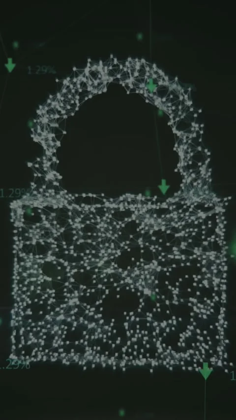 Animation of network of connections and security padlock icon against light spot Stock Footage 344803170