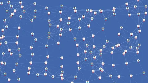 Animation of network of connections and white people icons interacting over Stock Footage 220355349