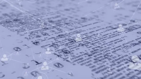 Animation of network of connections with binary coding numbers changing Stock Footage 328353789