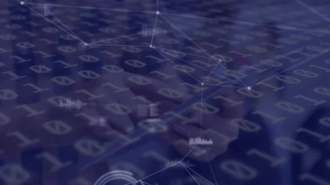 Animation of network of connections with binary coding Stock Footage 328356600