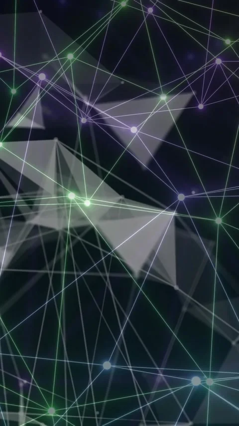 Animation of network of connections on black background Stock Footage 343739530