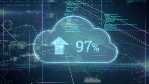 Animation of network of connections with cloud icon over data processing Stock Footage 329774621
