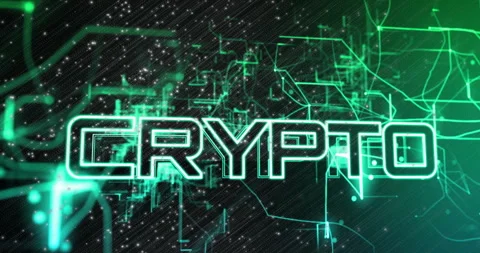Animation of network of connections with crypto text over spots on black Stock Footage 266181991