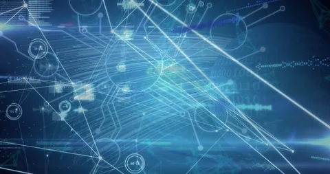 Animation of network of connections, data processing, microprocessor connections Vídeo Stock 236965151