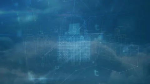 Animation of network of connections with data processing over padlock icon Vídeos de archivo 327707574