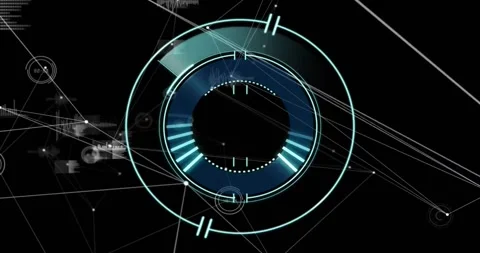 Animation of network of connections with data processing and scope scanning Stock Footage 331070850