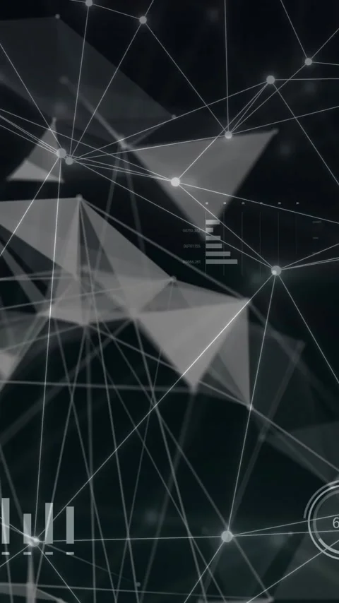 Animation of network of connections with data processing on black background Stock Footage 342010367